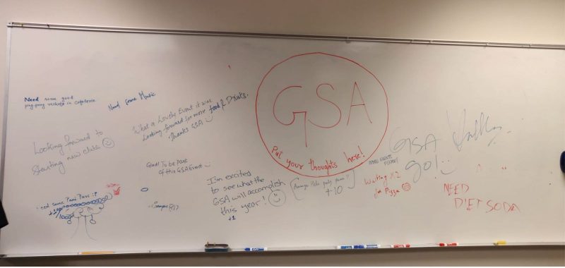 Picture of the event - white board with comments from students to the team or about the event.